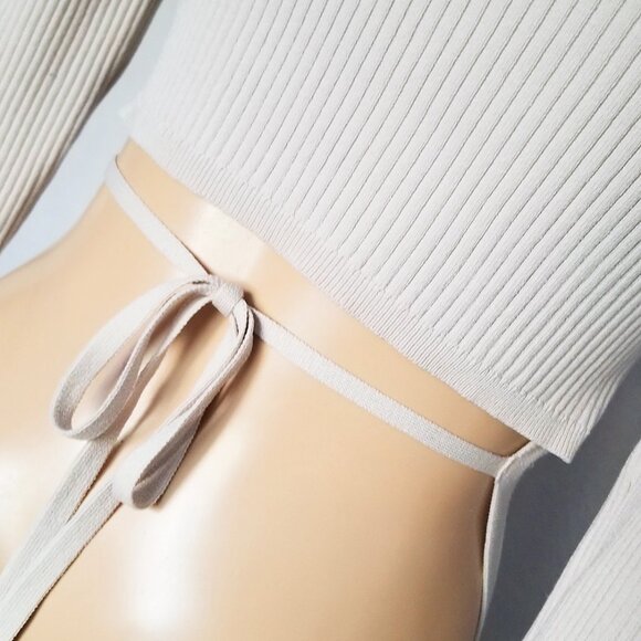 Aritzia Babaton Sculpt Knit Tie Back Sweater Long Sleeves Rib Mock Neck S $98 - Picture 8 of 16